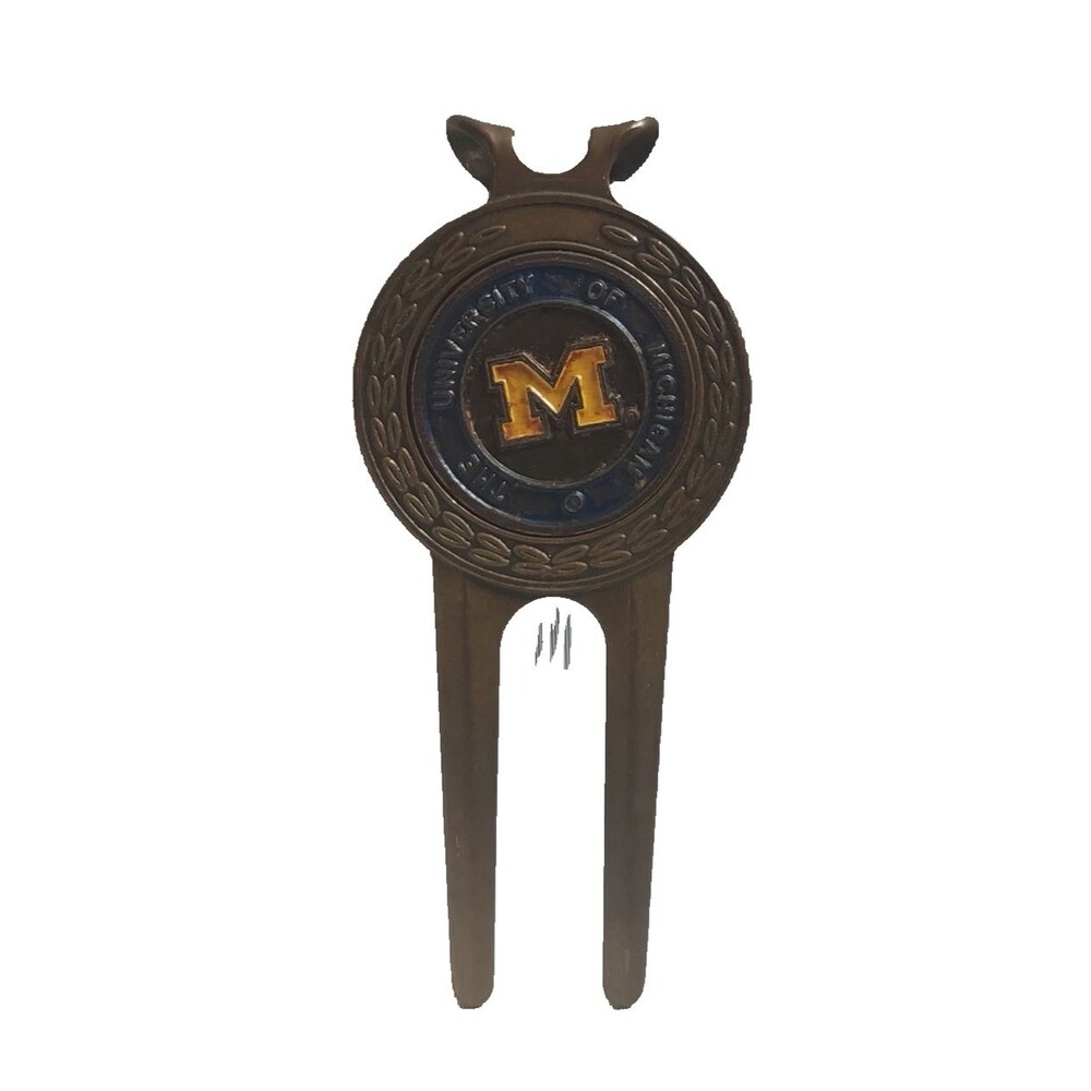 Vintage Michigan Wolverines Brass Golf Divot Tool and Ball Marker